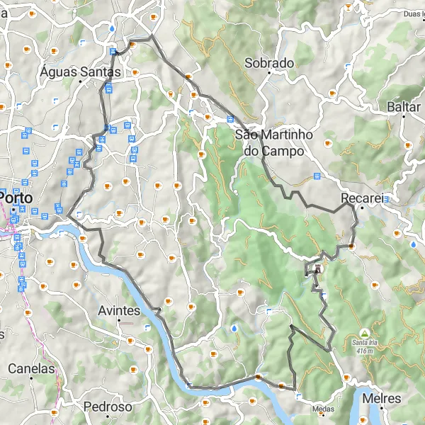 Miniatura do mapa de inspiração para ciclismo "Circuito de Alto Desempenho Ermesinde" em Norte, Portugal. Gerado pelo planejador de rotas de ciclismo Tarmacs.app