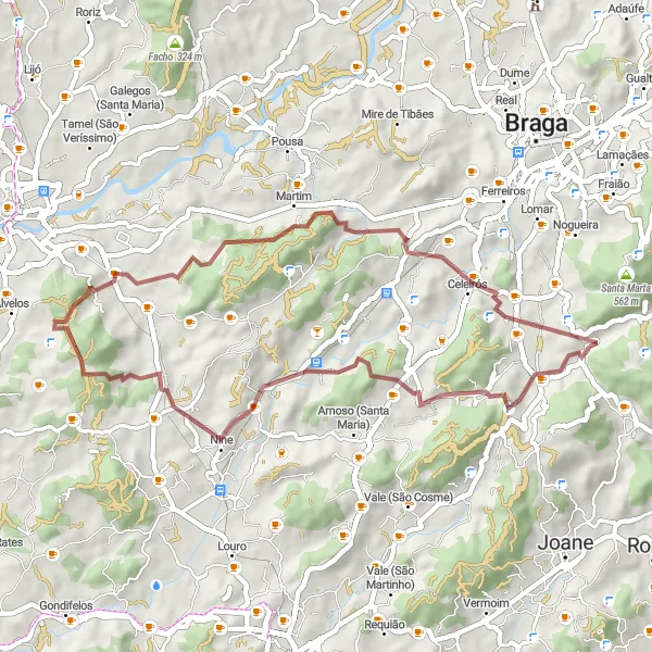 Miniatura do mapa de inspiração para ciclismo "Caminho das Aldeias Tradicionais" em Norte, Portugal. Gerado pelo planejador de rotas de ciclismo Tarmacs.app
