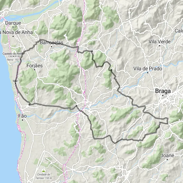 Miniatura do mapa de inspiração para ciclismo "Volta pelos Caminhos Históricos" em Norte, Portugal. Gerado pelo planejador de rotas de ciclismo Tarmacs.app