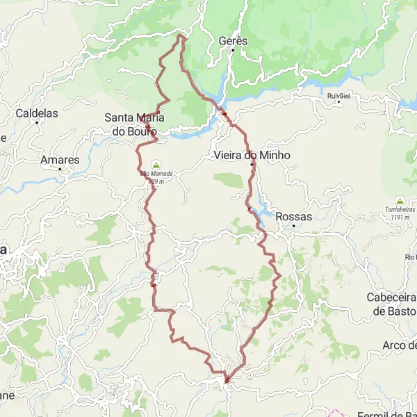 Miniatura do mapa de inspiração para ciclismo "Rota de Ciclismo em Caminhos de Terra Desafiadora de Fafe" em Norte, Portugal. Gerado pelo planejador de rotas de ciclismo Tarmacs.app