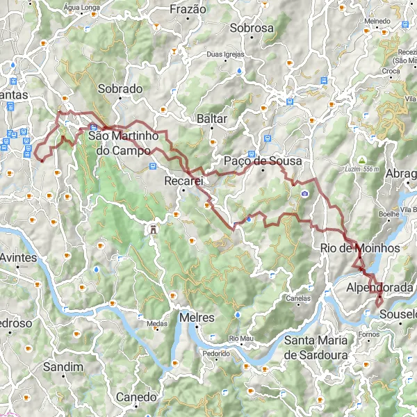 Miniatura do mapa de inspiração para ciclismo "Circuito de Gravel pelas Aldeias Históricas" em Norte, Portugal. Gerado pelo planejador de rotas de ciclismo Tarmacs.app