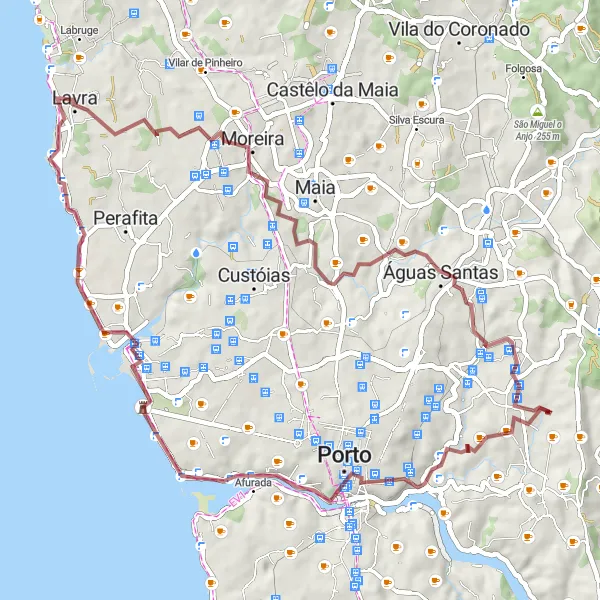 Map miniature of "Gravel Cycling Adventure in Fânzeres and Surroundings" cycling inspiration in Norte, Portugal. Generated by Tarmacs.app cycling route planner