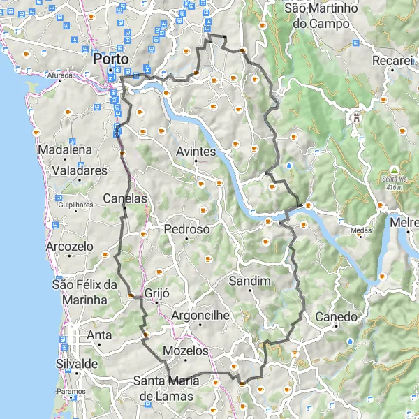 Map miniature of "São Pedro da Cova Loop" cycling inspiration in Norte, Portugal. Generated by Tarmacs.app cycling route planner