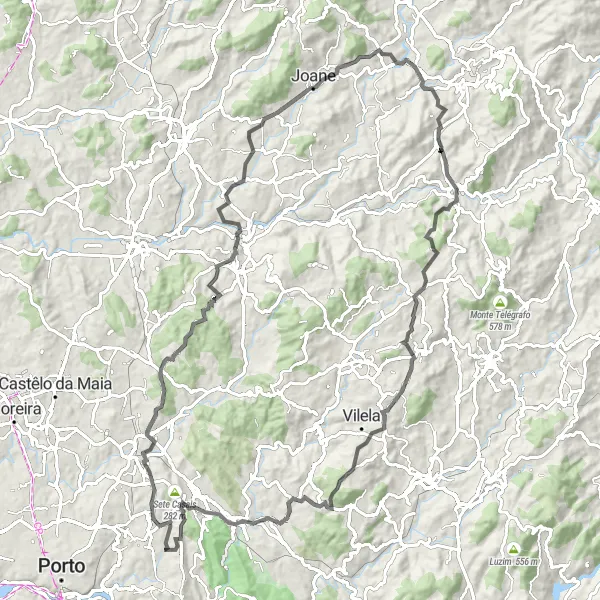 Map miniature of "Scenic Road Loop" cycling inspiration in Norte, Portugal. Generated by Tarmacs.app cycling route planner