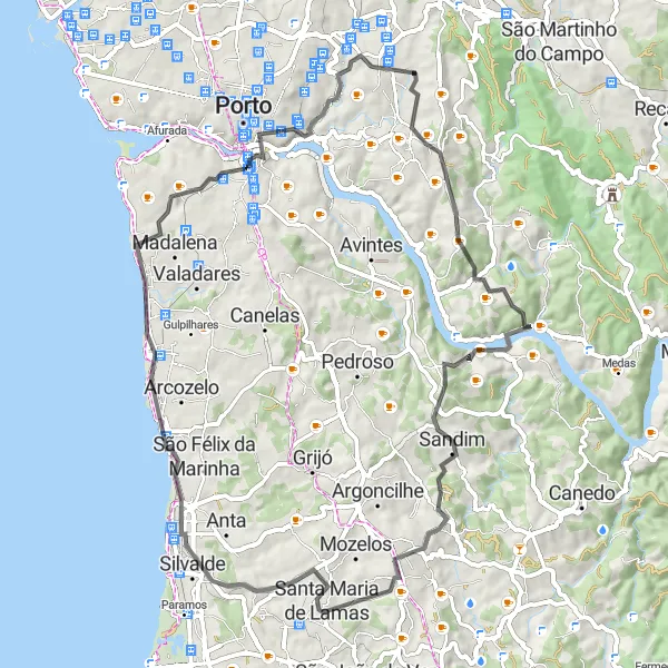 Miniatura do mapa de inspiração para ciclismo "Rota Cénica do Monte Crasto" em Norte, Portugal. Gerado pelo planejador de rotas de ciclismo Tarmacs.app