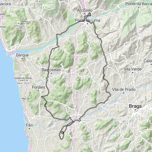 Miniatura do mapa de inspiração para ciclismo "Rota de Ciclismo de Estrada de Faria a Gilmonde" em Norte, Portugal. Gerado pelo planejador de rotas de ciclismo Tarmacs.app