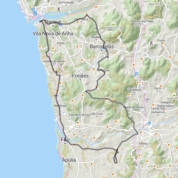 Miniatura do mapa de inspiração para ciclismo "Rota de Ciclismo de Estrada de Faria a Gilmonde" em Norte, Portugal. Gerado pelo planejador de rotas de ciclismo Tarmacs.app