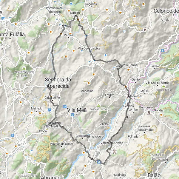 Map miniature of "Felgueiras and Lixa Loop" cycling inspiration in Norte, Portugal. Generated by Tarmacs.app cycling route planner