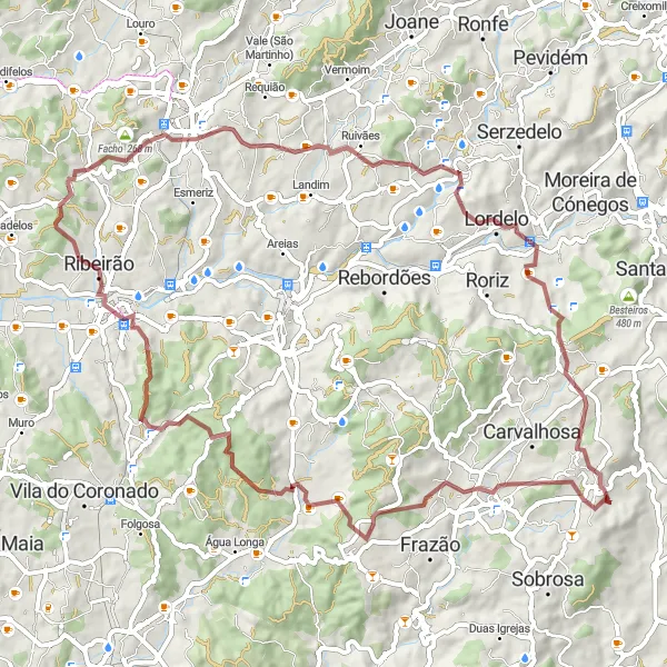 Miniatura do mapa de inspiração para ciclismo "Rota Pitoresca Figueiras - Codessos" em Norte, Portugal. Gerado pelo planejador de rotas de ciclismo Tarmacs.app