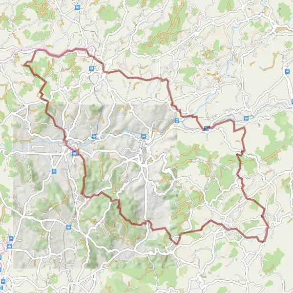 Map miniature of "Picturesque Gravel Circuit Around Ferreira" cycling inspiration in Norte, Portugal. Generated by Tarmacs.app cycling route planner