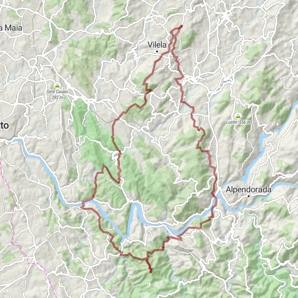 Map miniature of "The Gravel Adventure" cycling inspiration in Norte, Portugal. Generated by Tarmacs.app cycling route planner