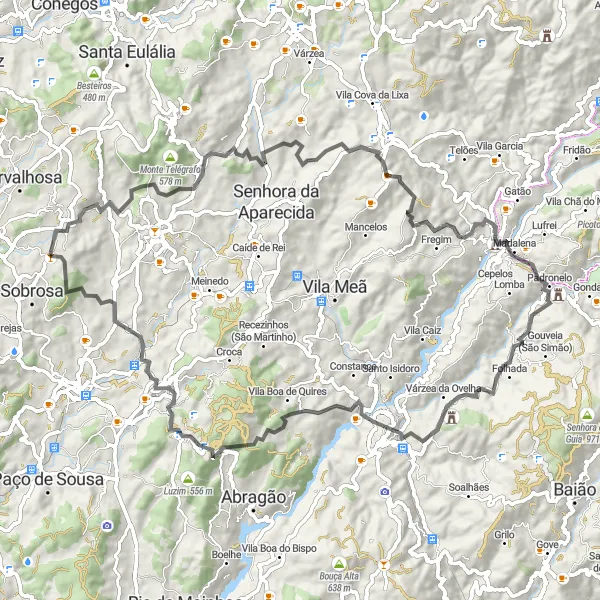 Map miniature of "Covas, Trovoada, Prelonga, Padronelo, Sobretâmega, Novelas, Ferreira" cycling inspiration in Norte, Portugal. Generated by Tarmacs.app cycling route planner