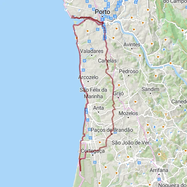 Map miniature of "The Gravel Adventure Along the Douro River" cycling inspiration in Norte, Portugal. Generated by Tarmacs.app cycling route planner