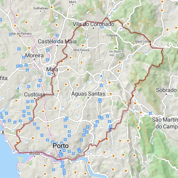 Map miniature of "Adventurous Gravel Route through Foz do Douro" cycling inspiration in Norte, Portugal. Generated by Tarmacs.app cycling route planner