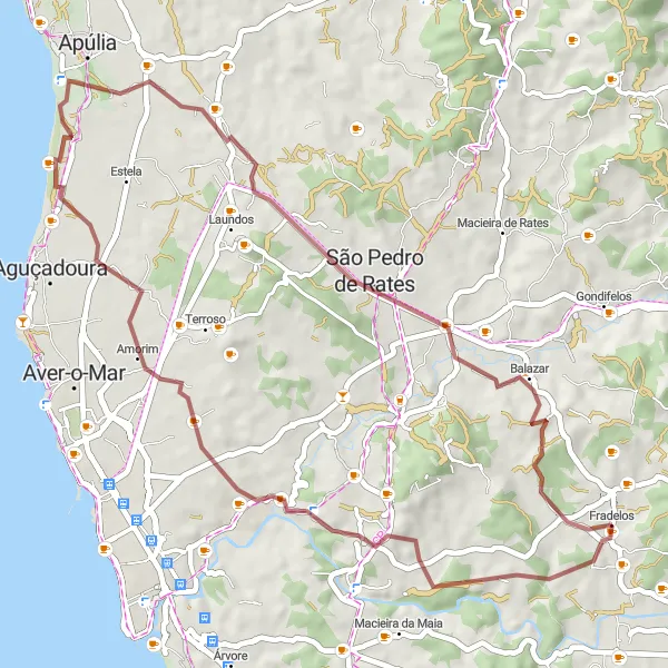 Miniatura do mapa de inspiração para ciclismo "Trilha Natural de Fradelos" em Norte, Portugal. Gerado pelo planejador de rotas de ciclismo Tarmacs.app