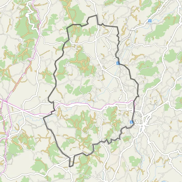 Miniatura do mapa de inspiração para ciclismo "Passeio de Road nas Redondezas de Fradelos" em Norte, Portugal. Gerado pelo planejador de rotas de ciclismo Tarmacs.app