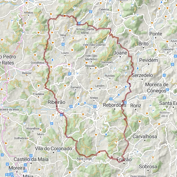 Miniatura do mapa de inspiração para ciclismo "Rota de Gravel Seroa - Redundo" em Norte, Portugal. Gerado pelo planejador de rotas de ciclismo Tarmacs.app