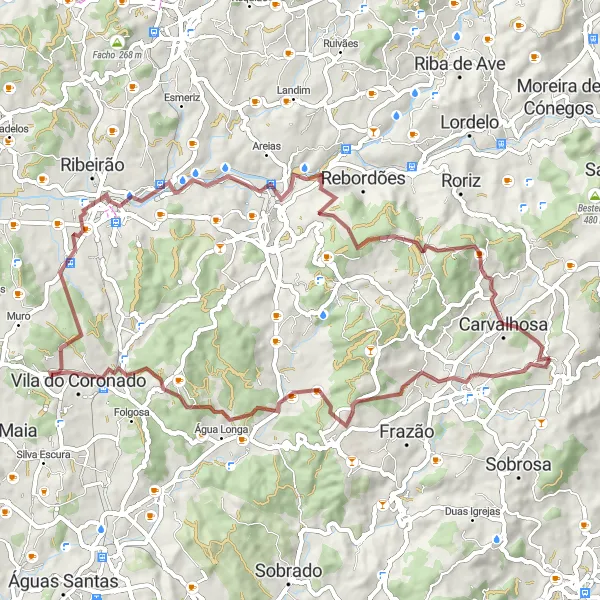 Map miniature of "Freamunde to Carvalhosa Gravel Route" cycling inspiration in Norte, Portugal. Generated by Tarmacs.app cycling route planner