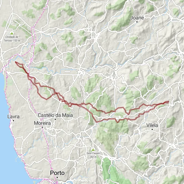 Map miniature of "Freamunde to Paços de Ferreira Gravel Route" cycling inspiration in Norte, Portugal. Generated by Tarmacs.app cycling route planner