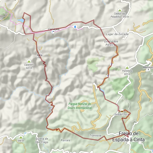 Miniatura do mapa de inspiração para ciclismo "Rota dos Castelos e Aldeias" em Norte, Portugal. Gerado pelo planejador de rotas de ciclismo Tarmacs.app