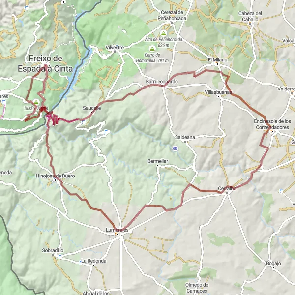 Miniatura do mapa de inspiração para ciclismo "Rota das Paisagens e Vistas Panorâmicas" em Norte, Portugal. Gerado pelo planejador de rotas de ciclismo Tarmacs.app