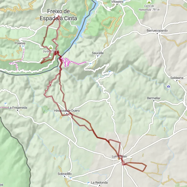 Miniatura do mapa de inspiração para ciclismo "Rota da Natureza e Aventura" em Norte, Portugal. Gerado pelo planejador de rotas de ciclismo Tarmacs.app