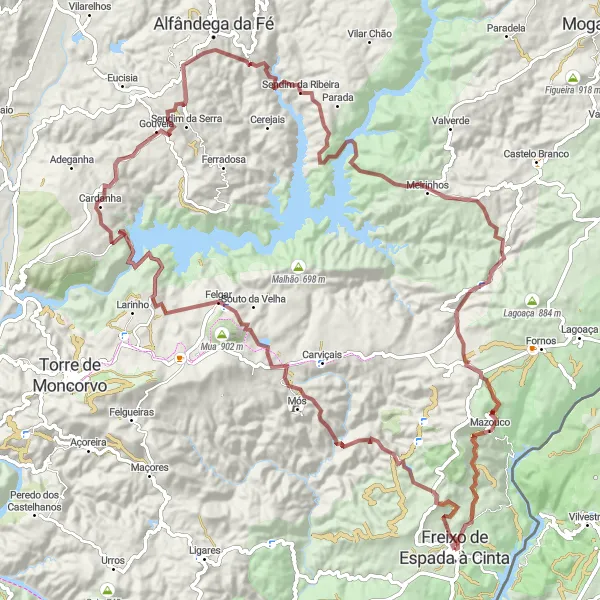 Miniatura do mapa de inspiração para ciclismo "Trilhos Rurais e Aventura no Douro" em Norte, Portugal. Gerado pelo planejador de rotas de ciclismo Tarmacs.app