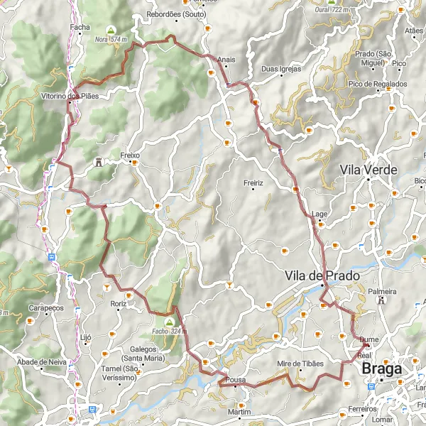 Map miniature of "Semelhe Adventure" cycling inspiration in Norte, Portugal. Generated by Tarmacs.app cycling route planner