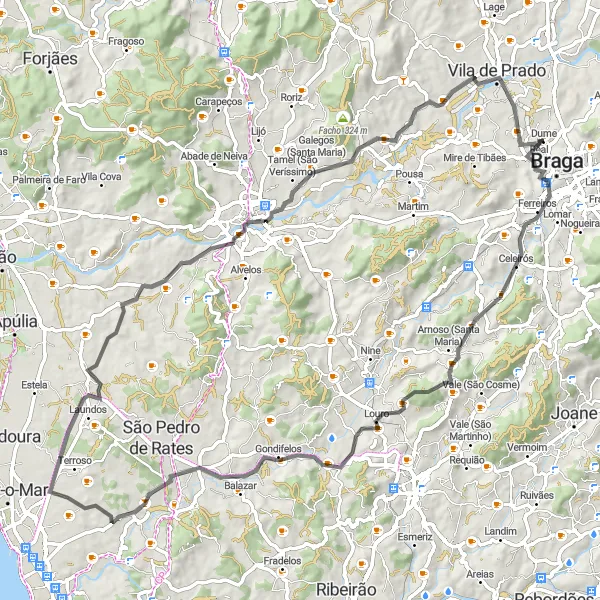 Miniatura do mapa de inspiração para ciclismo "Rota das Aldeias Raianas" em Norte, Portugal. Gerado pelo planejador de rotas de ciclismo Tarmacs.app