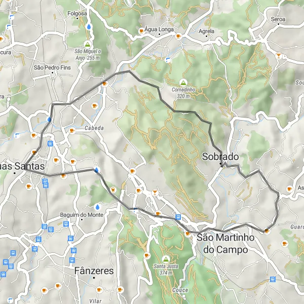 Miniatura do mapa de inspiração para ciclismo "Rota Road Valongo - Sobrado" em Norte, Portugal. Gerado pelo planejador de rotas de ciclismo Tarmacs.app