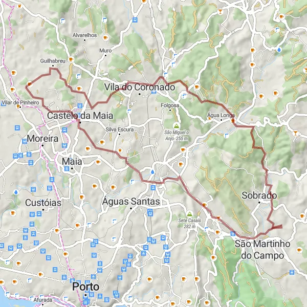 Miniatura do mapa de inspiração para ciclismo "Caminho da Natureza Gravel" em Norte, Portugal. Gerado pelo planejador de rotas de ciclismo Tarmacs.app