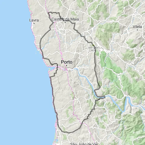 Miniatura do mapa de inspiração para ciclismo "Caminho do Douro" em Norte, Portugal. Gerado pelo planejador de rotas de ciclismo Tarmacs.app