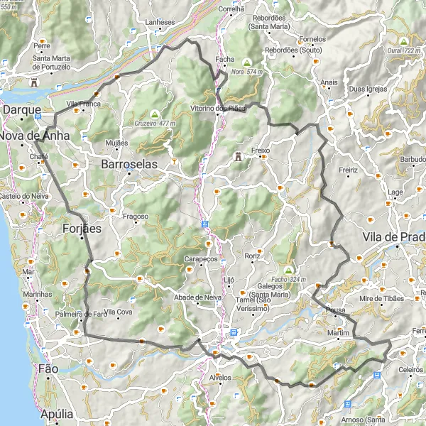 Map miniature of "Bastuço and More" cycling inspiration in Norte, Portugal. Generated by Tarmacs.app cycling route planner