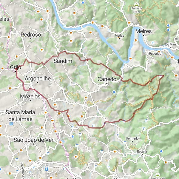 Miniatura do mapa de inspiração para ciclismo "Trilho da Montanha" em Norte, Portugal. Gerado pelo planejador de rotas de ciclismo Tarmacs.app