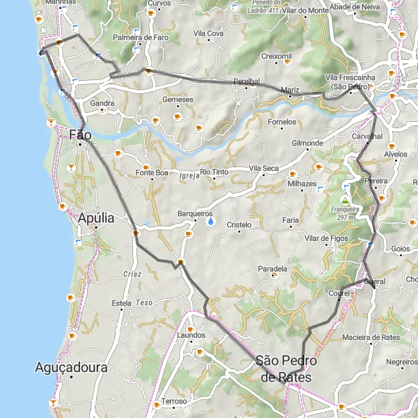 Miniatura do mapa de inspiração para ciclismo "Rota de Estrada Courel-Mariz" em Norte, Portugal. Gerado pelo planejador de rotas de ciclismo Tarmacs.app