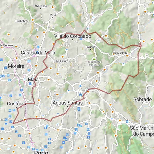 Miniatura do mapa de inspiração para ciclismo "Rota da Natureza e Cultura" em Norte, Portugal. Gerado pelo planejador de rotas de ciclismo Tarmacs.app