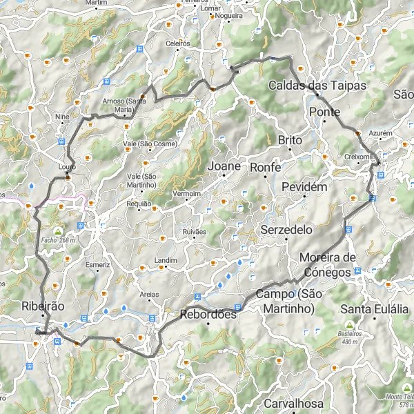 Miniatura do mapa de inspiração para ciclismo "Castelos e Vinhedos - Rota dos Duques de Bragança" em Norte, Portugal. Gerado pelo planejador de rotas de ciclismo Tarmacs.app