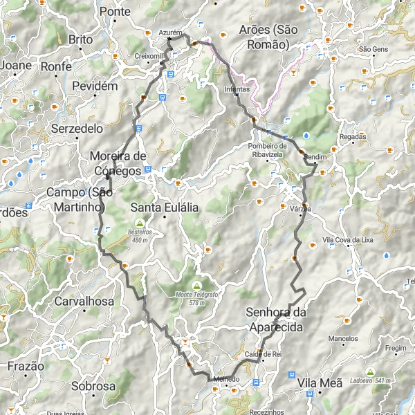 Miniatura do mapa de inspiração para ciclismo "Exploração Rural - Aldeias e Paisagens" em Norte, Portugal. Gerado pelo planejador de rotas de ciclismo Tarmacs.app