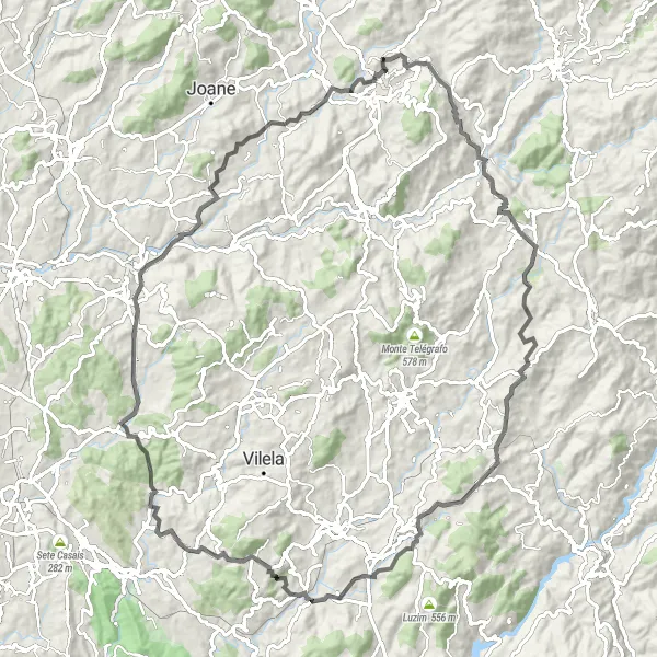 Miniatura do mapa de inspiração para ciclismo "Rota Cultural do Minho" em Norte, Portugal. Gerado pelo planejador de rotas de ciclismo Tarmacs.app