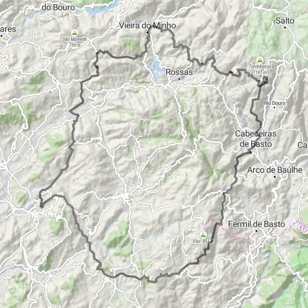 Miniatura do mapa de inspiração para ciclismo "Volta ao Minho Histórico" em Norte, Portugal. Gerado pelo planejador de rotas de ciclismo Tarmacs.app