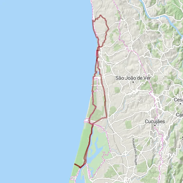 Miniatura do mapa de inspiração para ciclismo "Trilho Gravel da Costa" em Norte, Portugal. Gerado pelo planejador de rotas de ciclismo Tarmacs.app