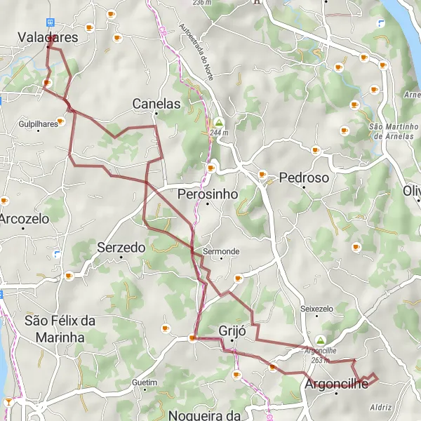 Miniatura do mapa de inspiração para ciclismo "Rota do Vinho Verde" em Norte, Portugal. Gerado pelo planejador de rotas de ciclismo Tarmacs.app