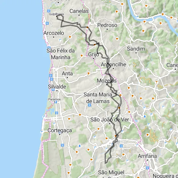 Miniatura do mapa de inspiração para ciclismo "Rota da Vinha e do Verde" em Norte, Portugal. Gerado pelo planejador de rotas de ciclismo Tarmacs.app