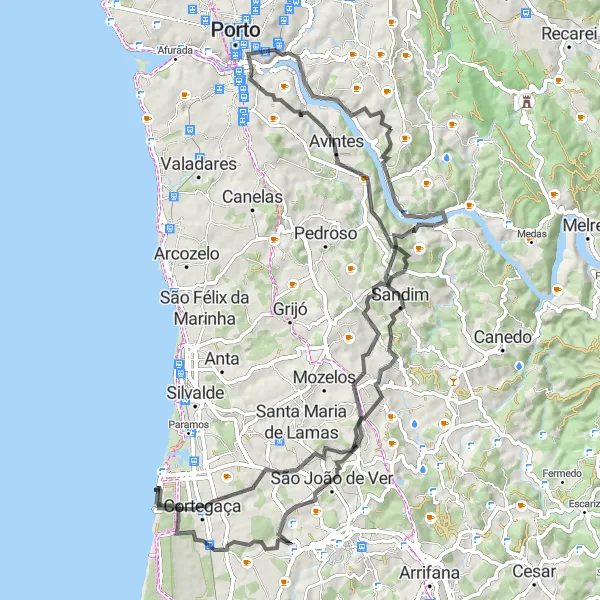Miniatura do mapa de inspiração para ciclismo "Rota de Ciclismo de Estrada Jovim - Miradouro de Gramido" em Norte, Portugal. Gerado pelo planejador de rotas de ciclismo Tarmacs.app