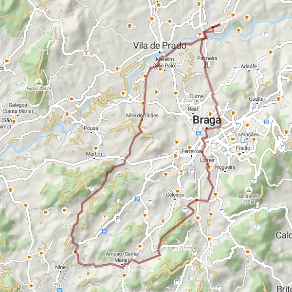 Miniatura do mapa de inspiração para ciclismo "Rota das Aldeias Rurais" em Norte, Portugal. Gerado pelo planejador de rotas de ciclismo Tarmacs.app