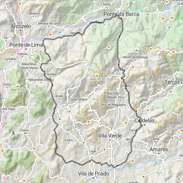 Miniatura do mapa de inspiração para ciclismo "Tour pelas Aldeias e Paisagens do Norte" em Norte, Portugal. Gerado pelo planejador de rotas de ciclismo Tarmacs.app