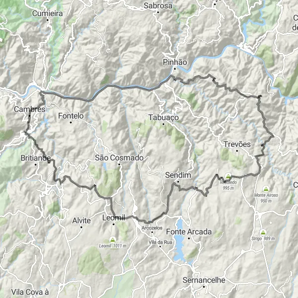 Miniatura do mapa de inspiração para ciclismo "Rota do Douro Vinhateiro" em Norte, Portugal. Gerado pelo planejador de rotas de ciclismo Tarmacs.app