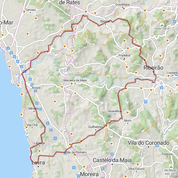 Miniatura do mapa de inspiração para ciclismo "Aventura pelos Caminhos de Terra" em Norte, Portugal. Gerado pelo planejador de rotas de ciclismo Tarmacs.app