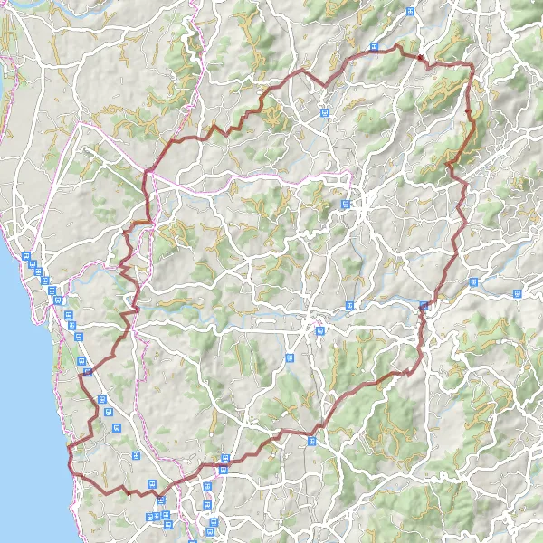 Miniatura do mapa de inspiração para ciclismo "Grande Tour Gravel: Fajozes a Vila Nova da Telha" em Norte, Portugal. Gerado pelo planejador de rotas de ciclismo Tarmacs.app
