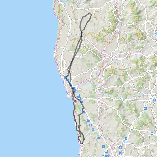 Miniatura do mapa de inspiração para ciclismo "Circuito Rodoviário pela Costa de Lavra" em Norte, Portugal. Gerado pelo planejador de rotas de ciclismo Tarmacs.app